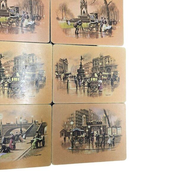 Set Of 6 Vintage Street Scene Coasters By Seerey Lester Signed Rectangle Retro - Picture 4 of 16